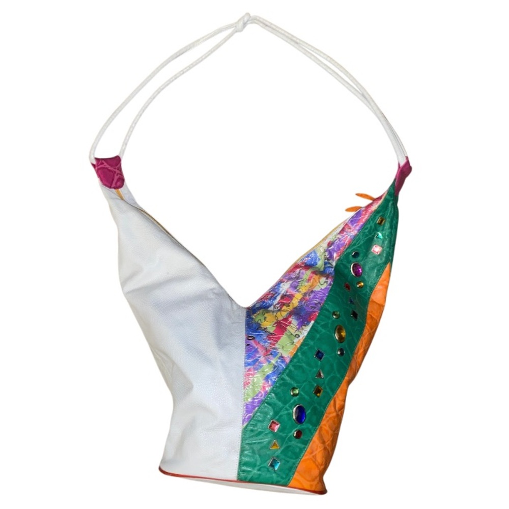 Green and Orange multi Lleather Bag